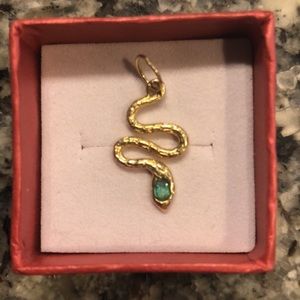14k gold snake charm w emerald